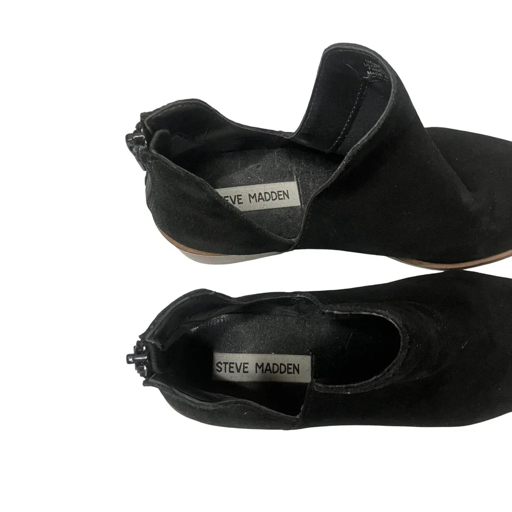 Steve Madden‎ Lancaster Black Suede V-Cut Ankle Boots Womens 6.5M Festival BOHO